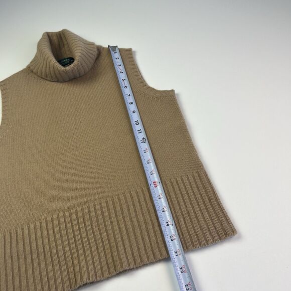 Ralph Lauren Cashmere Sleeveless Turtleneck Sweater S Tan Quiet Luxury Preppy - Picture 7 of 8